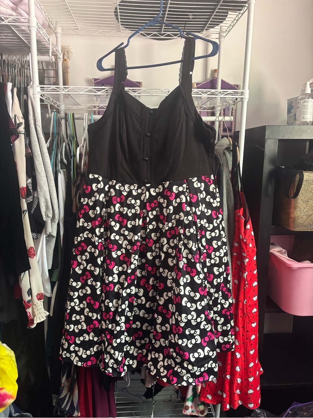 torrid Black Mini Dress with Pink & White Bow Print
